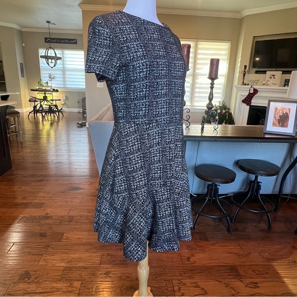 Maison Jules Dress Size Large Black White Print Fit & Flare Short Sleeve - Picture 6 of 16